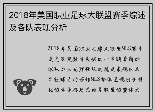 2018年美国职业足球大联盟赛季综述及各队表现分析